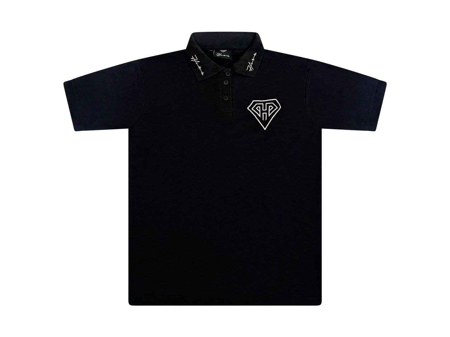 Black Hima Slim Fit Polo T-Shirt Embroidery Logo