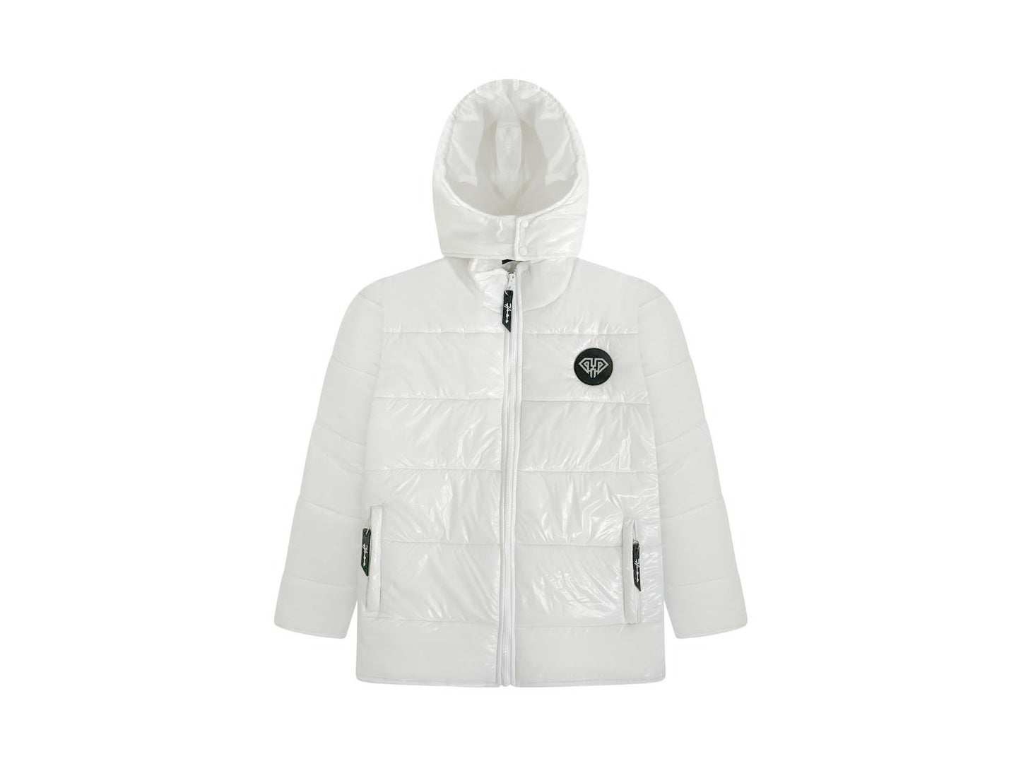 White Hima Embroidery Puffer Jacket